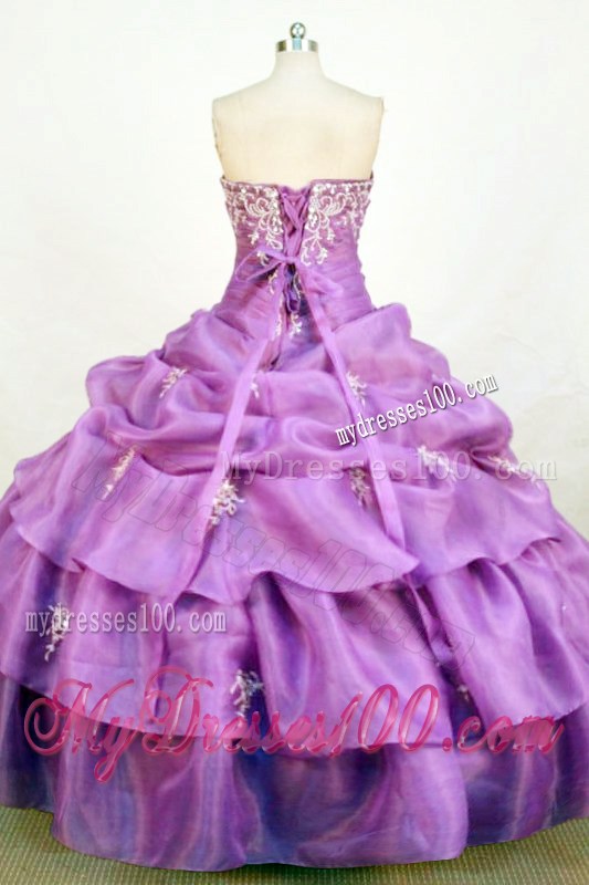 Pretty Ball Gown Pick-ups Appliques Lavender Quinceanera Dresses